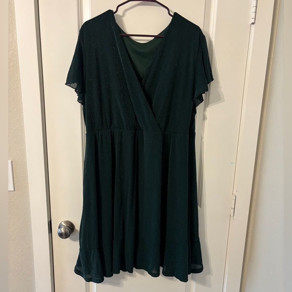 Dark Green V-Neck Dress